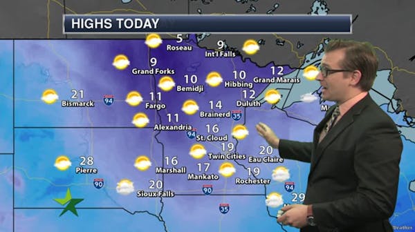 Morning forecast: Partly sunny and colder, high 19