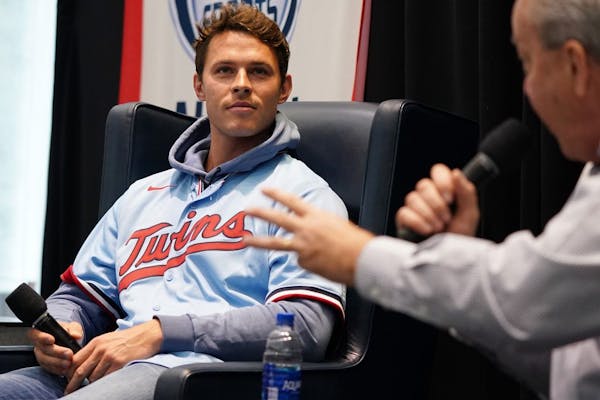 Twins outfielder Max Kepler took questions on stage for a Facebook Live event during TwinsFest on Saturday.