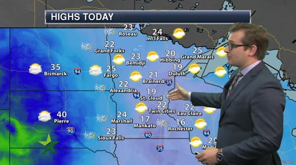 Morning forecast: Sunny, cold start, then warming up; high 22