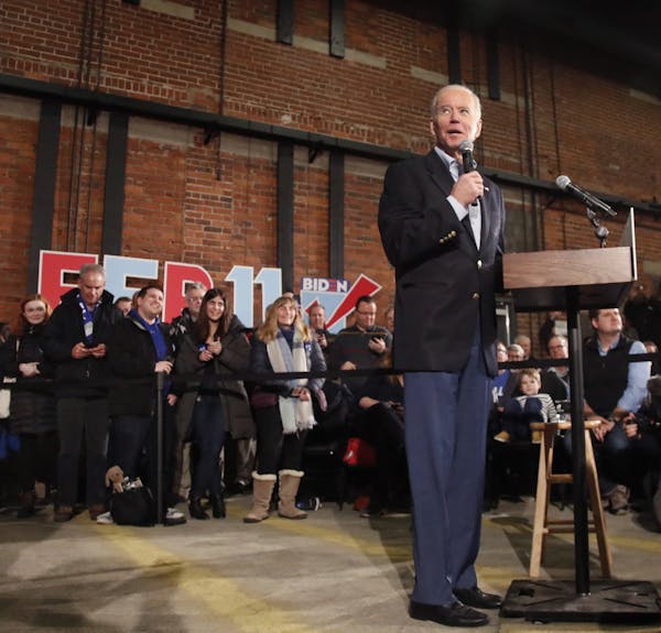 Democratic presidential candidate former Vice President Joe Biden speaks at a campaign event, Saturday, Feb. 8, 2020, in Manchester, N.H. (AP Photo/El