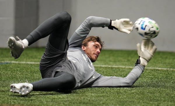 Minnesota United’s new goalkeeper Tyler Miller took part in practice Tuesday at the National Sports Center in Blaine.