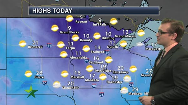 Afternoon forecast: Partly sunny and colder; high 19