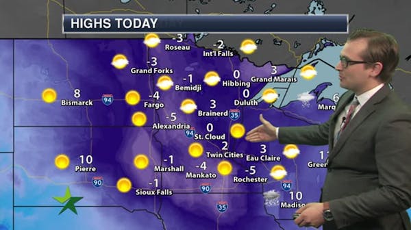 Afternoon forecast: Sunny and frigid; high 2 above