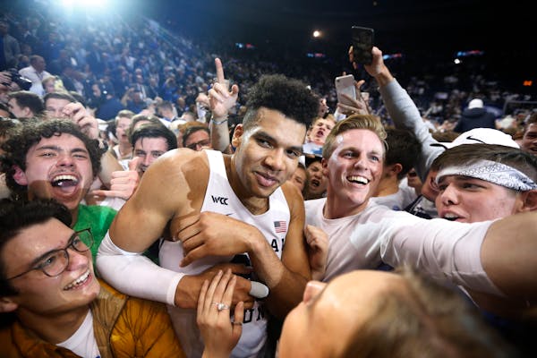 Brigham Young’s Yoeli Childs had 28 points and 10 rebounds in a 91-78 upset victory over then-No. 2 Gonzaga on Feb. 22 in Provo, Utah. The Cougars w