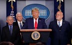 President Donald Trump speaks about the coronavirus in the press briefing room at the White House, Saturday, Feb. 29, 2020, in Washington, as National