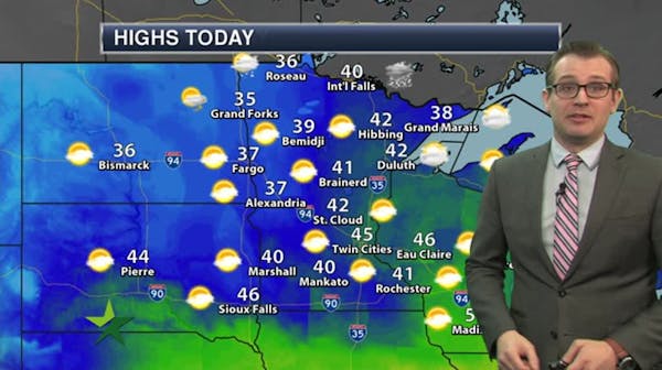 Afternoon forecast: Mostly sunny, high 45