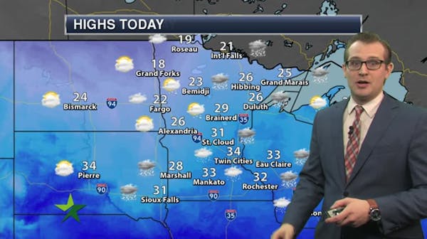 Afternoon forecast: Chance of snow, wintry mix south; high 34