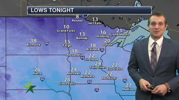 Evening forecast: Mostly cloudy, low around 26