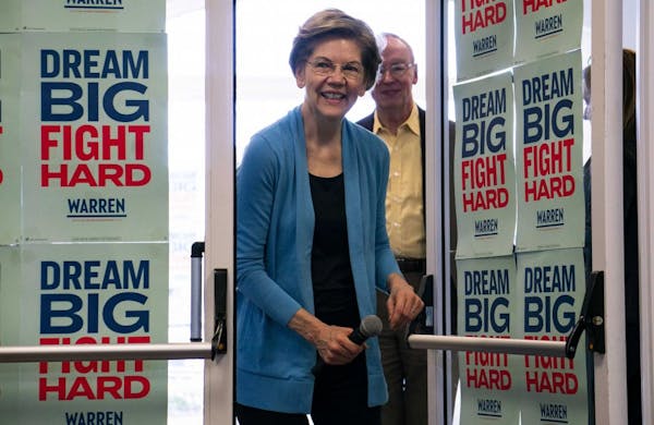 Sen. Elizabeth Warren arrives to speak to supporters at a canvassing event on the morning of the South Carolina Democratic Primary, in Columbia, S.C.,