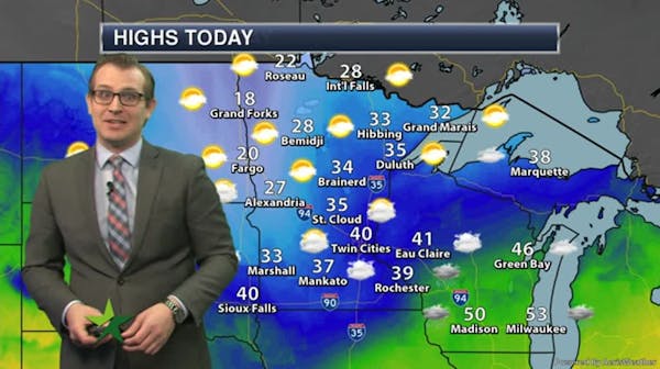 Afternoon forecast: Mostly cloudy and cooler, high 40