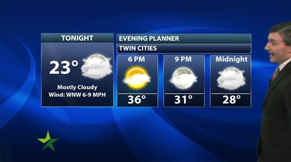Evening forecast: Low of 22; more clouds roll in