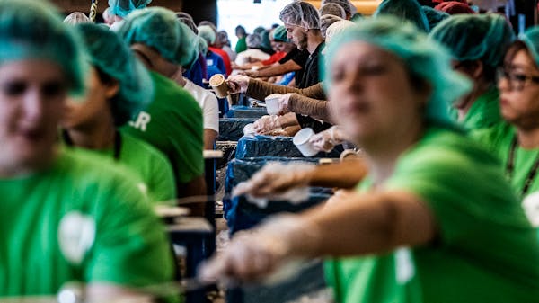 The annual Pack the Park event at Target field attracts thousands of volunteers to prepare meals for Feed My Starving Children.