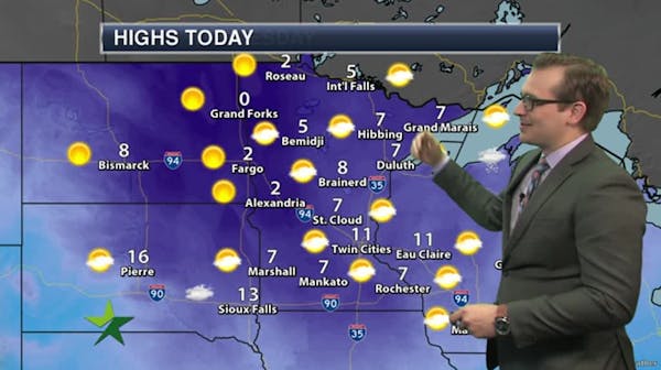 Morning forecast: Mostly sunny and cold; high 11