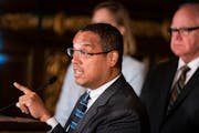 Gov. Tim Walz, right, gave Attorney General Keith Ellison authority to look into price gouging on items needed for the health and welfare of Minnesota