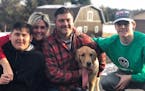 The family of Hill-Murray hockey player Charlie Strobel (from left): Brother Ryan, mother Jill, father Mike, Chevy the dog, Charlie.