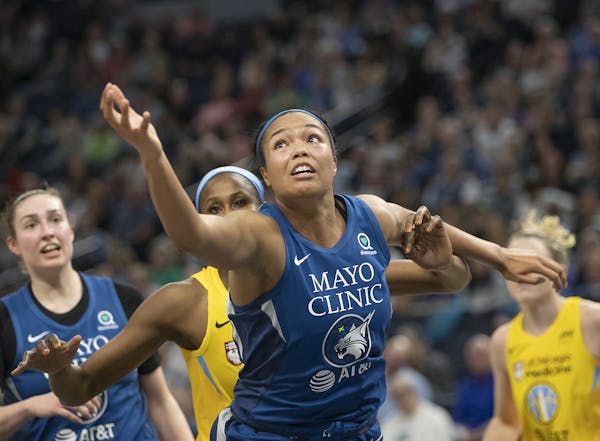 Napheesa Collier hustled for the rebound during a game against Chicago in May.