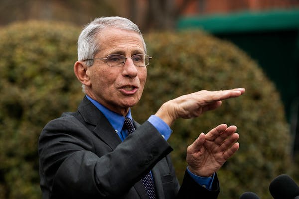 Director of the National Institute of Allergy and Infectious Diseases at the National Institutes of Health Dr. Anthony Fauci talks to reporters on the