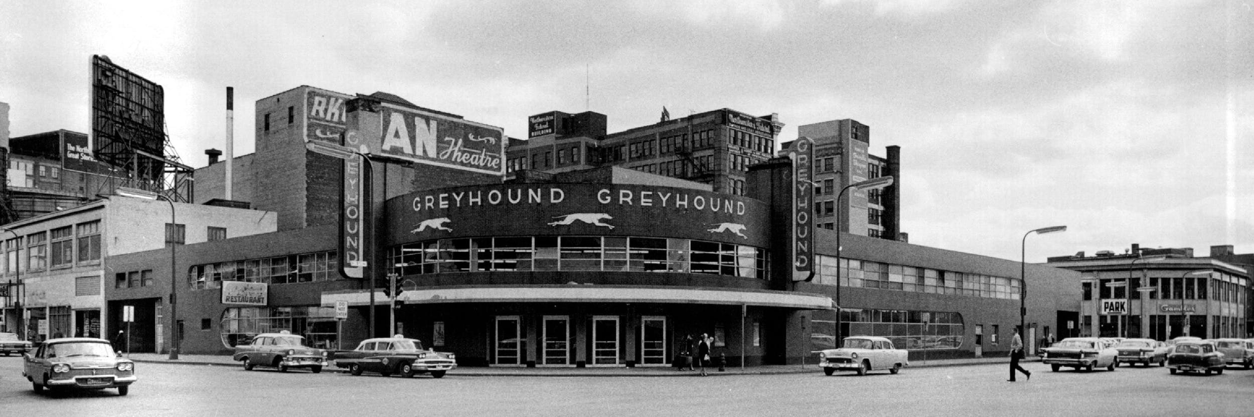 April 1960 Greyhound Bus Depot Bk. between 7th St. and 8th St. on 1st Av. No.