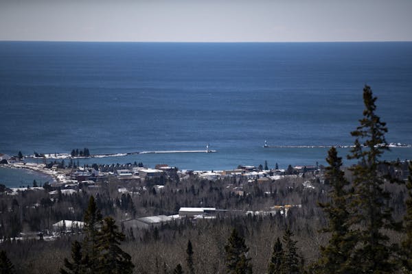 Grand Marais, as seen from Pincushion Mountain Overlook on Friday March 20, 2020.