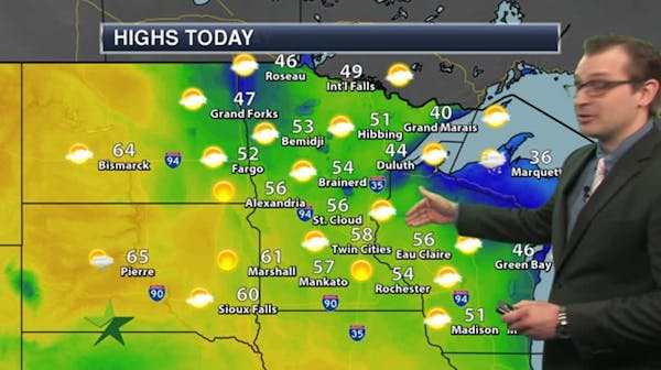Afternoon forecast: Sunny and mild, with highs in 50s