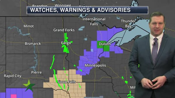 Morning forecast: 47, with rain moving in; winter weather advisory in parts of Minn.