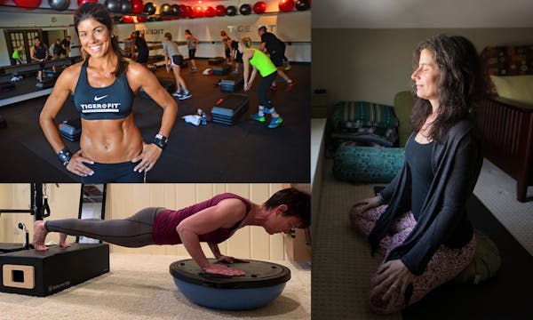 Stacie Clark (top left, co-owner of TigerFit with her husband, Chris) and every other fitness leader in Minnesota has had to leave their gyms behind a