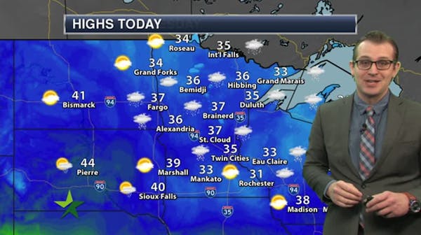 Morning forecast: Sunny start but cold, high 35