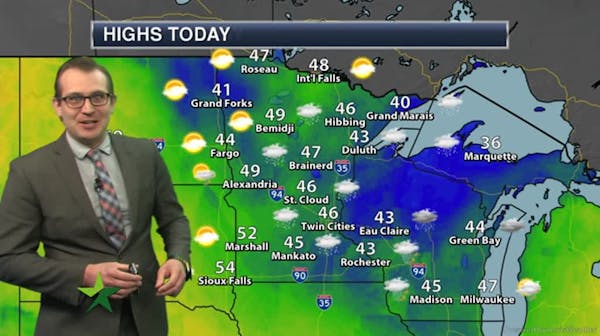Afternoon forecast: Rain moving out; blustery, high 46