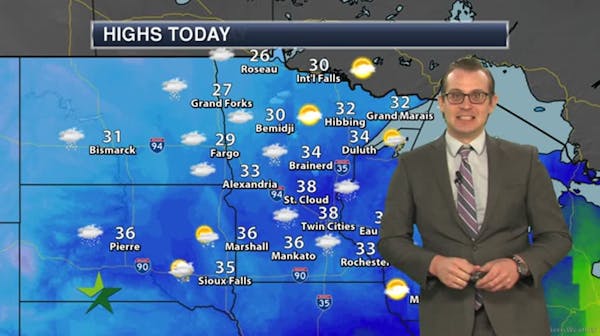 Afternoon forecast: Cold with chance of snow showers, high 38
