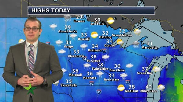 Morning forecast: Cold sunshine, then chance of PM snow showers; high 38