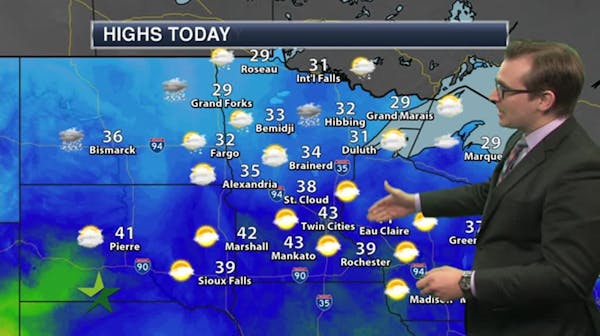 Afternoon forecast: Partly sunny, high 43