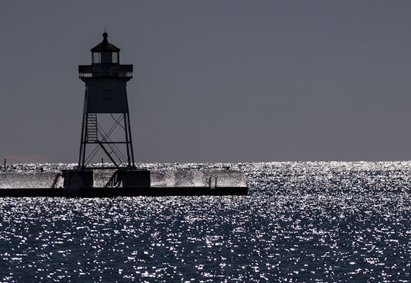 Grand Marais Lighthouse stood tall among the sparkling waters of Lake Superior.