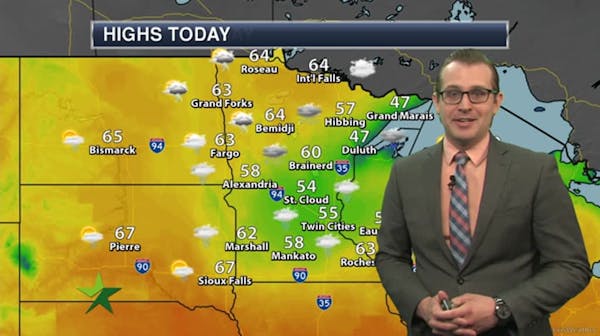 Morning forecast: Rain showers, some storms; high 55