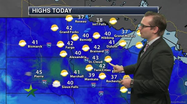 Afternoon forecast: 42, scattered clouds; warm-up on the way