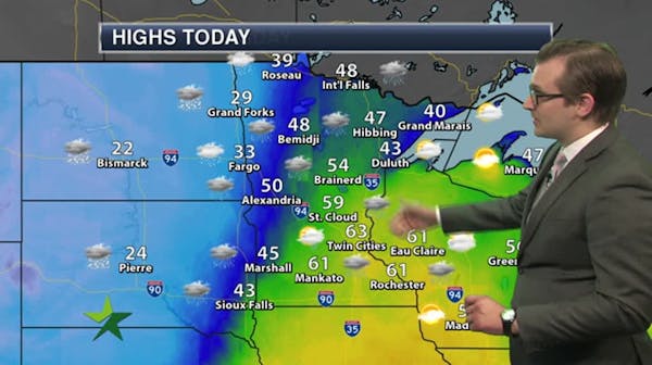 Morning forecast: Cloudy and unsettled; high of 57