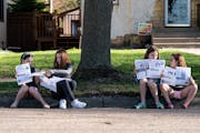Sisters Cece, 7, and Maddie Pierce, 13, and sisters Clara, 10, and Olivia Plumstead make a daily newspaper that they distribute through their neighbor