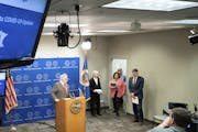 Gov. Tim Walz provides an update on the state’s next steps to respond to COVID-19 during a news conference on Wednesday, April 8, in St. Paul.