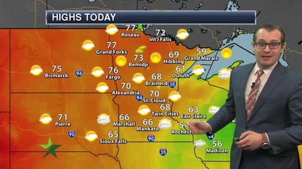 Afternoon forecast: Partly sunny, high 68