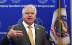 Minnesota Gov. Tim Walz provides an update on the state's response to COVID-19 during a news conference on Monday, April 20, 2020 in St. Paul, Minn. A
