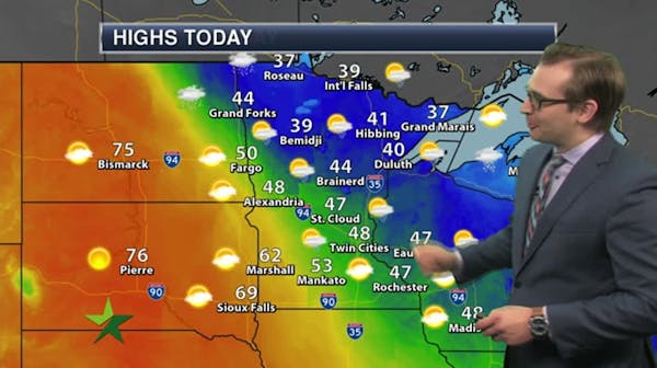 Afternoon forecast: Mostly sunny and cool, high 48