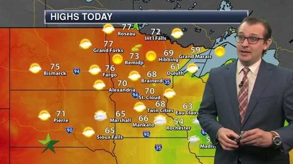 Morning forecast: Drying out, partly sunny, high 68