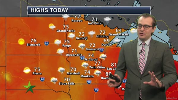 Morning forecast: Chance of showers, PM storms; high 77