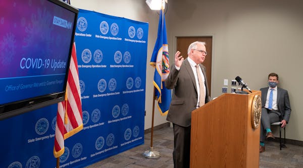Minnesota Governor Tim Walz announced new guidelines this week for restaurants, bars, salons and barber shops. On the right is Economic Development Co
