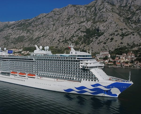The Sky Princess in waters off Kotor, Montenegro.