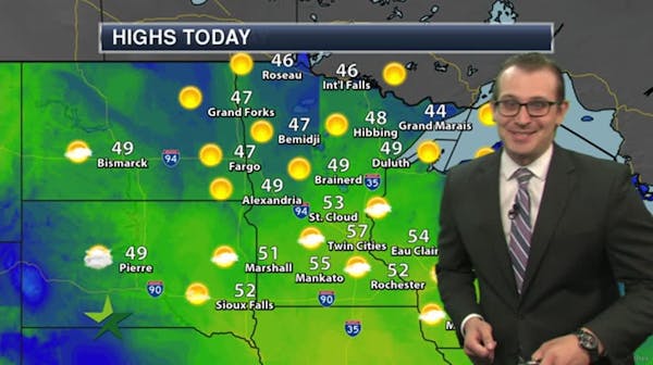 Afternoon forecast: Sunny and cool, high 57