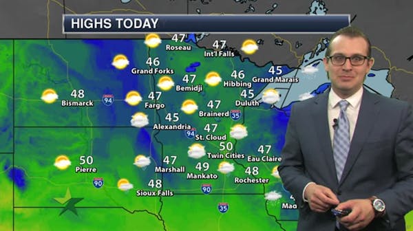 Evening forecast: Partly cloudy, low around 33