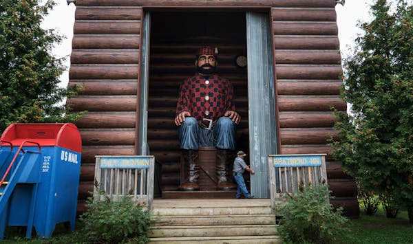 The "World's Largest Animated Talking Bunyan” — 26 feet tall, seated — at Paul Bunyan Land in Brainerd, Minn., Sept. 6, 2016. In this age of hyp