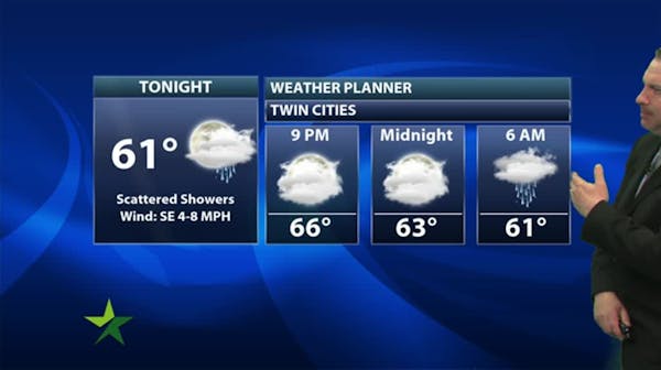 Evening forecast: Low 61, showers Sat. morning