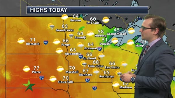 Afternoon forecast: Mostly sunny, chance of pop-up storms, high 68