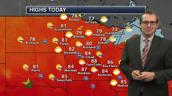 Afternoon forecast: 88, risk of storms southern Minn.